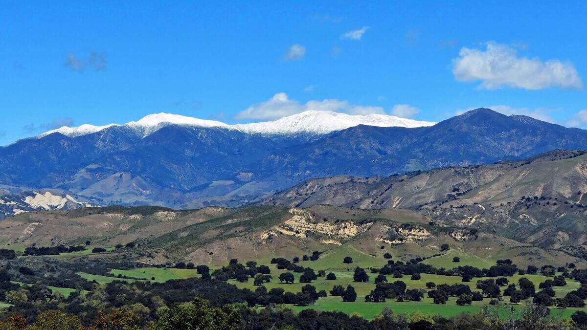 PG&E meteorologist John LIndsey took this photo of snow on the San Rafael Mountains.