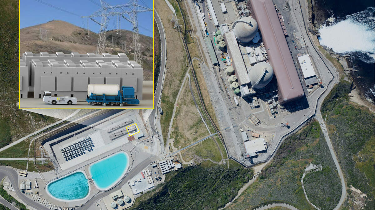 A rendering of Orano’s NUHOMS dry cask storage system to be installed at Diablo Canyon.