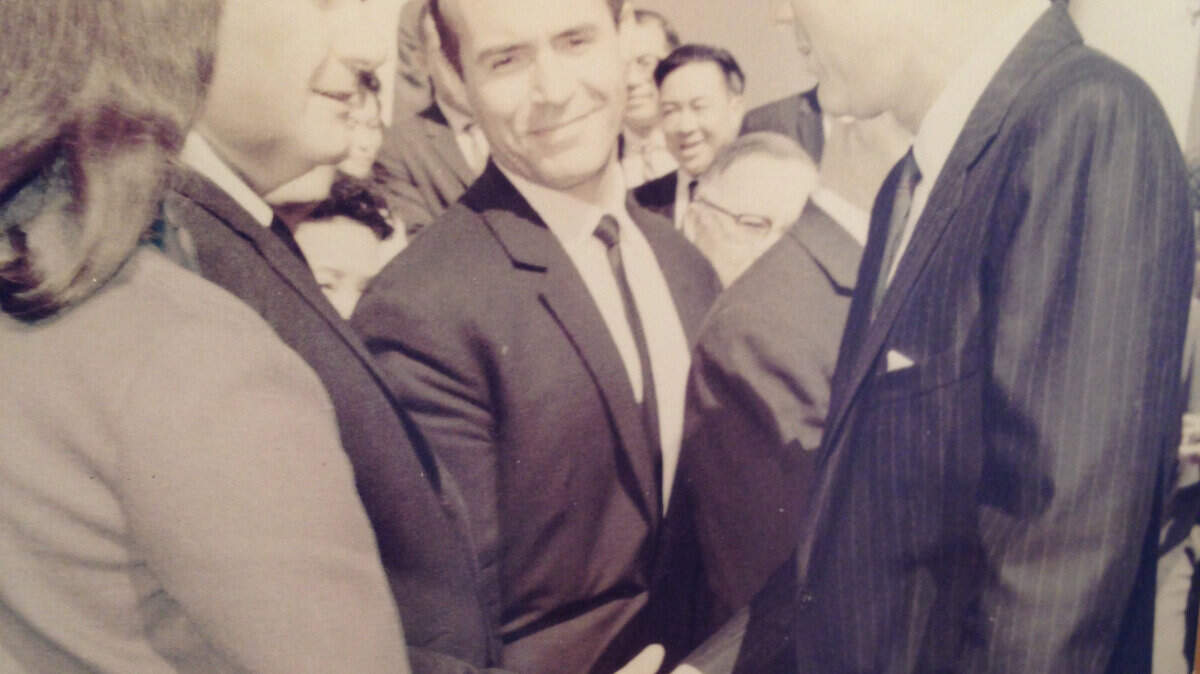 Vic Montalban's father, the actor Ricardo Montalban, meets President John F. Kennedy in this photo.