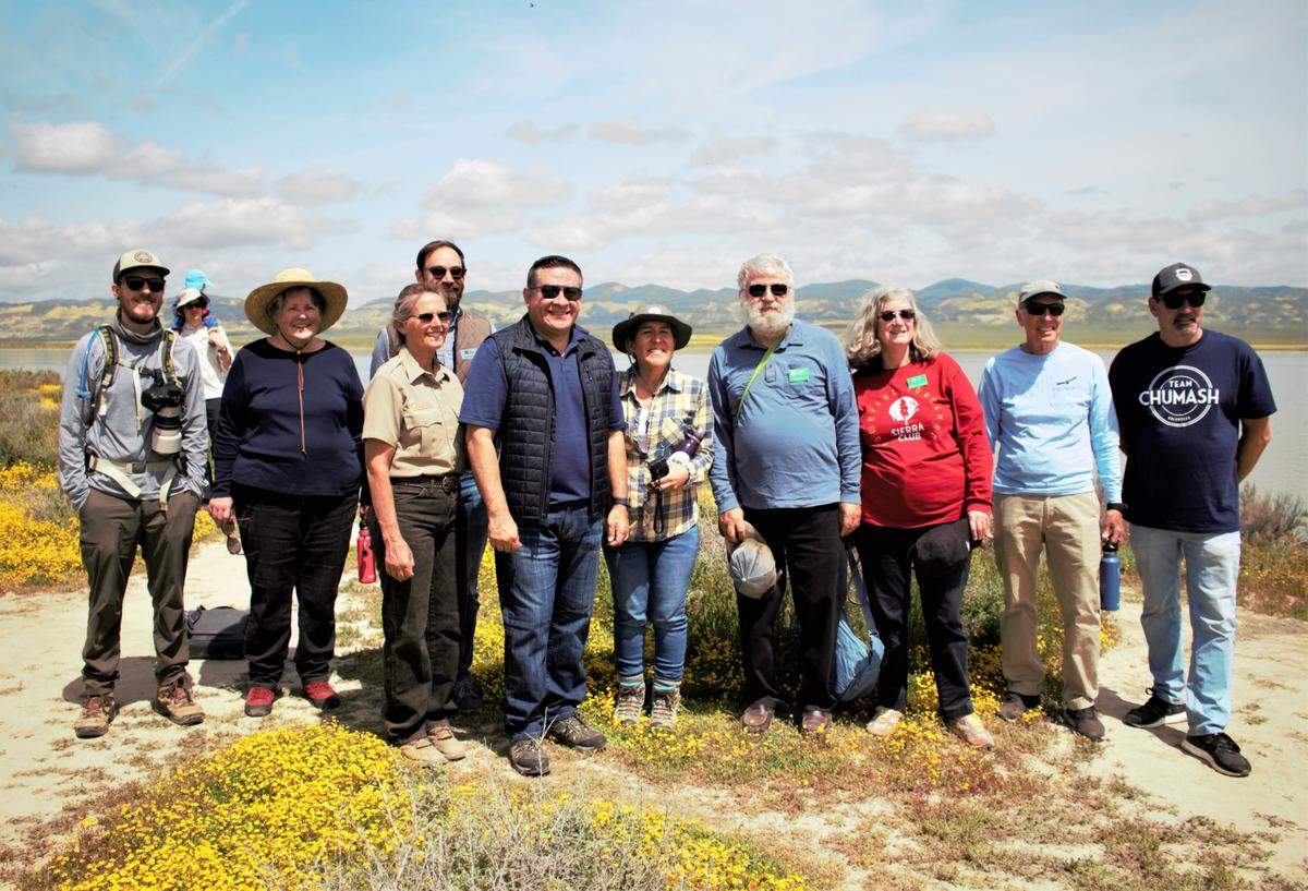 Central Coast Congressman Salud Carbajal, D-Santa Barbara, poses (center) with members of the Los Padres ForestWatch, Santa Lucia Chapter of the Sierra Club, Carrizo Plain Conservancy, U.S. Bureau of Land Management, California Wilderness Coalition and Santa Ynez Band of Chumash Indians at the Carrizo Plain National Monument on April 8, 2023.