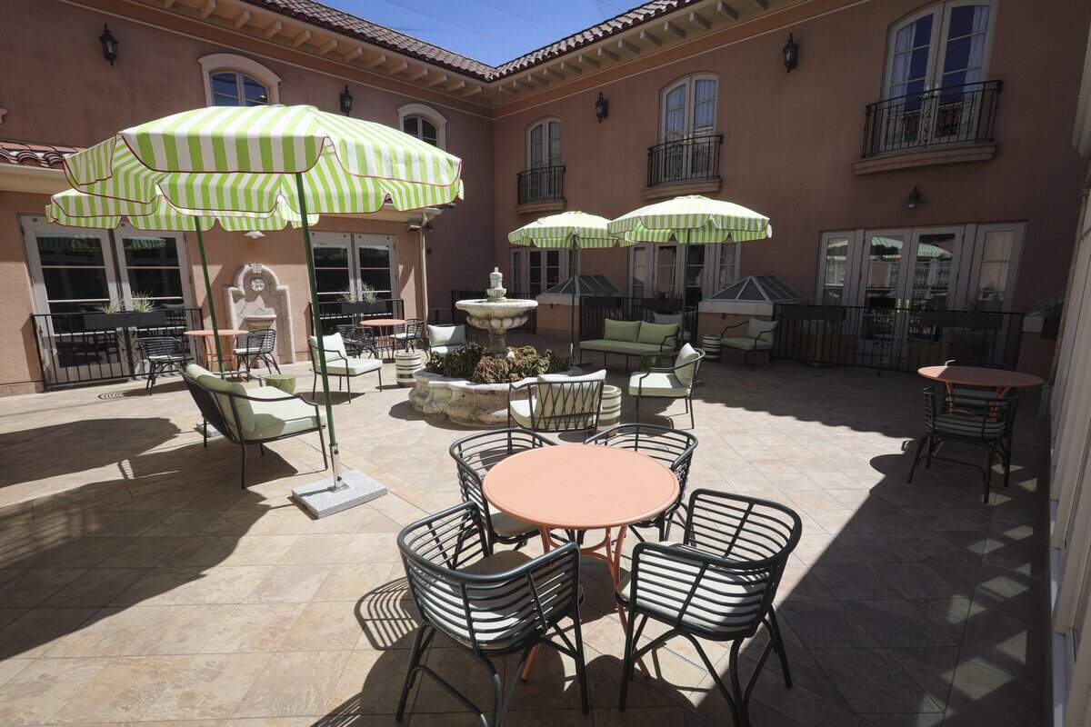 A quiet plaza courtyard is at the center of the second floor. Renovations to the historic Carlton Hotel in Atascadero were shown at a ribbon cutting and open house on April 8, 2026. The Carlton has joined the Marriott Tribute brand, a collection of independent hotels.