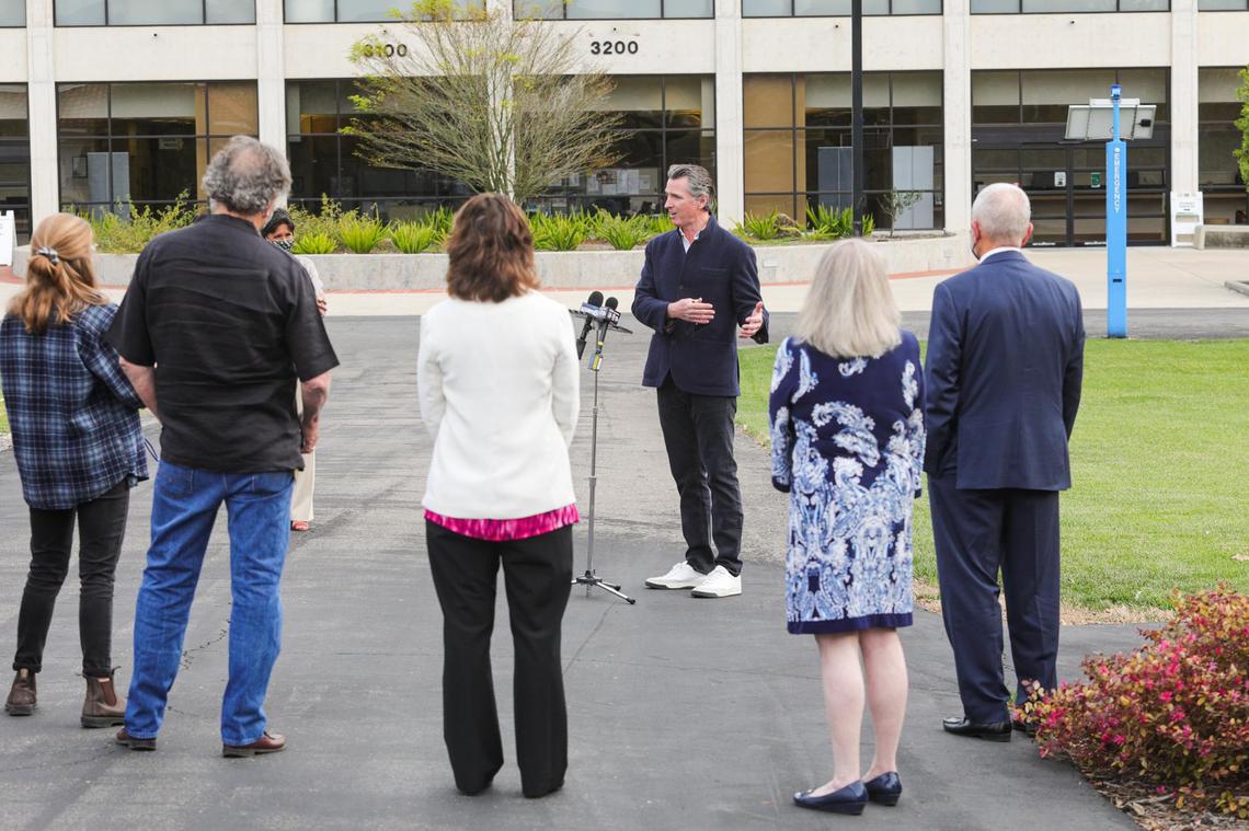 California Gov. Gavin Newsom visited San Luis Obispo County’s vaccination site at Cuesta College on Tuesday as part of a three-stop state tour.