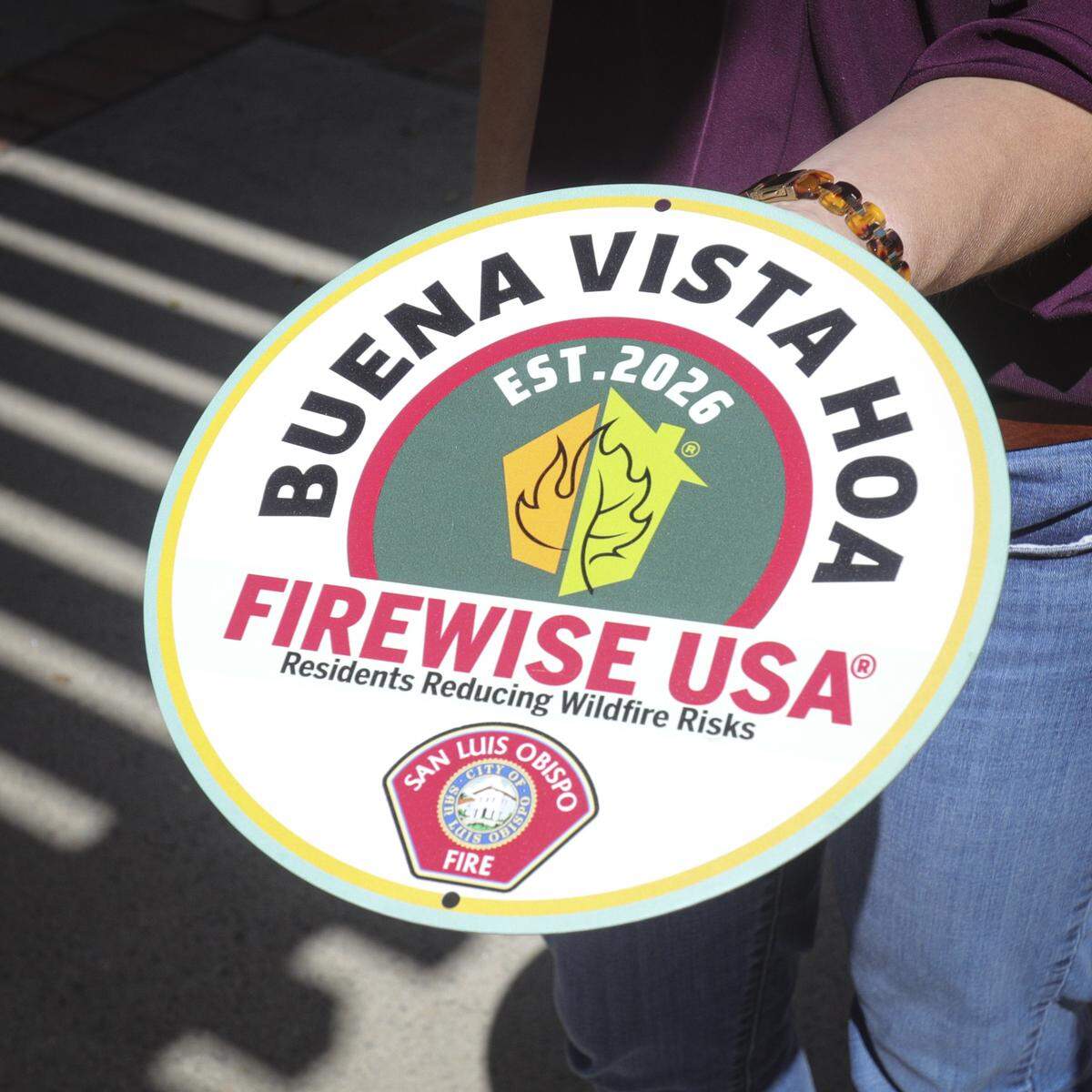 The Buena Vista Homeowners Association was designated as a Firewise Community in February. They received a plaque for their efforts, seen here on May 14, 2026.