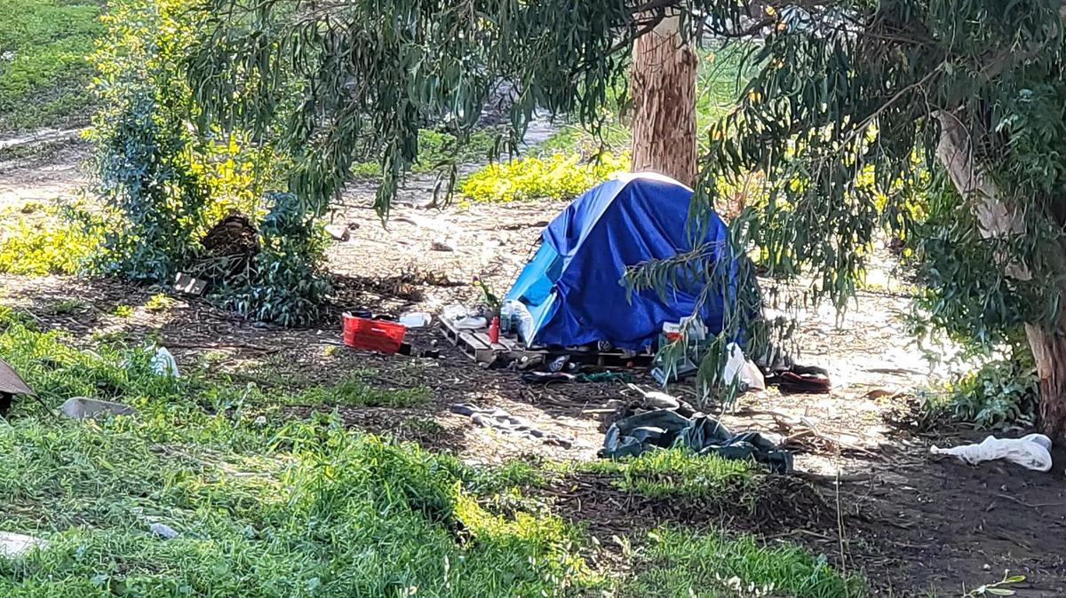 Some of the homeless belongings seen along Los Osos Valley Road. In San Luis Obispo County, the homeless population scrambled to take cover from deadly flooding that made many previously safe areas to camp, sleep or take shelter uninhabitable.