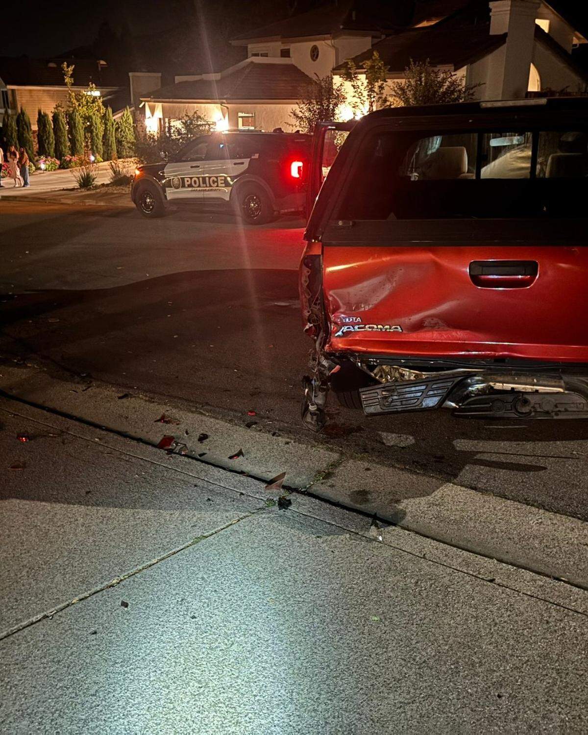 Police said a man was arrested after ramming his Prius into a parked truck, pictured here, in San Luis Obispo and fleeing from police while intoxicated on May 19, 2026.