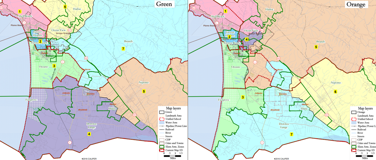 Two different proposed maps for the Lucia Mar Unified School District’s new trustee areas could change the outlook of school board elections for the next 10 years.
