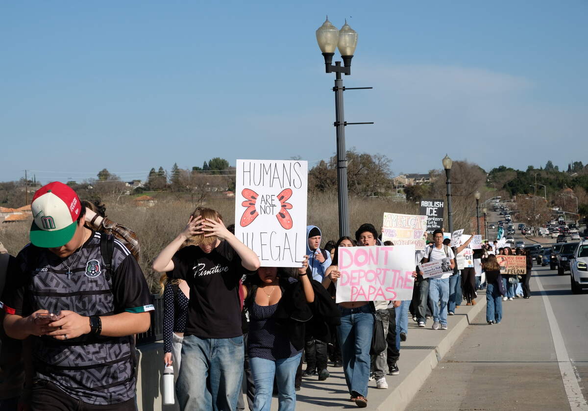Hundreds of Paso Robles students marched down Niblick Road in protest of ICE on February 6, 2026. The student-led walkout was inspired by protests at other schools in SLO County.
