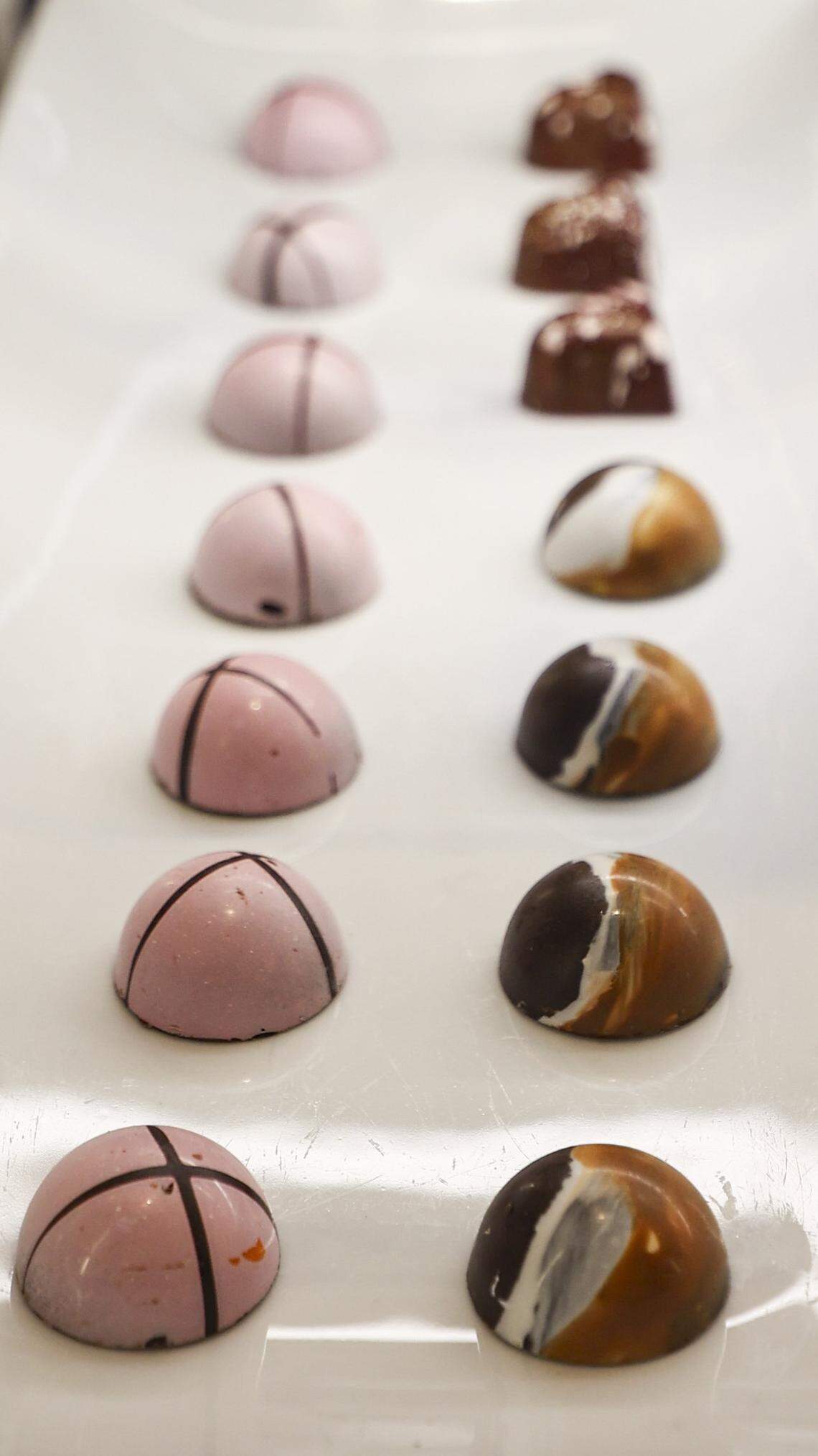 Chocolate displayed in th front of the the restaurant on Nov. 13, 2025. Nicola is open in the Laguna Village Shopping Center serving a fusion of Italian and Peruvian classic dishes called Bachiche.