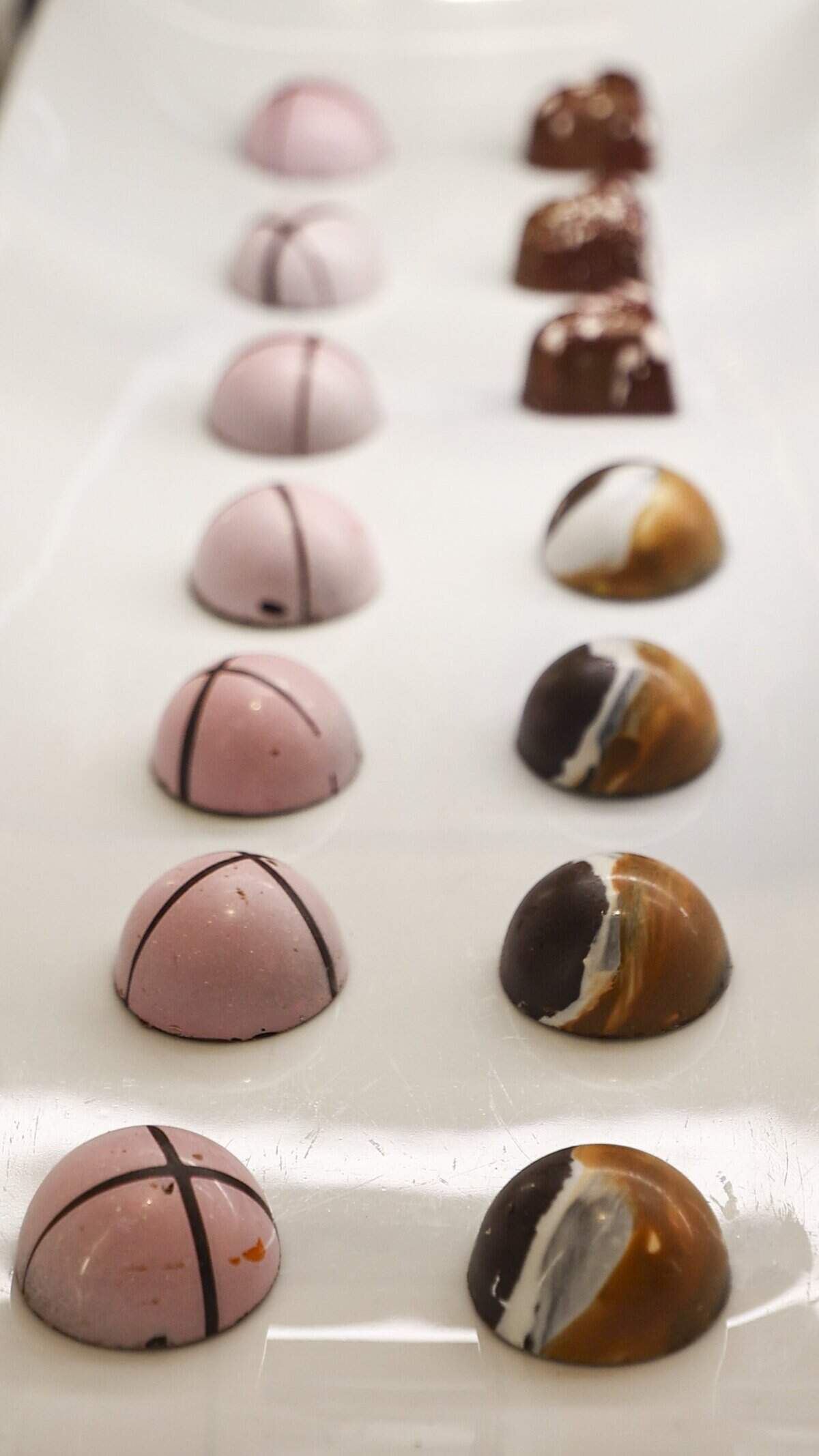 Chocolate displayed in th front of the the restaurant on Nov. 13, 2025. Nicola is open in the Laguna Village Shopping Center serving a fusion of Italian and Peruvian classic dishes called Bachiche.