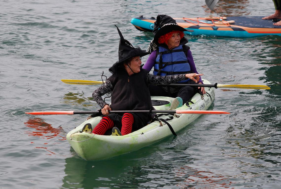 Witches and warlocks took over the waters in Morro Bay on Saturday, Oct. 26, 2024, for their annual cackling cruise around the harbor.