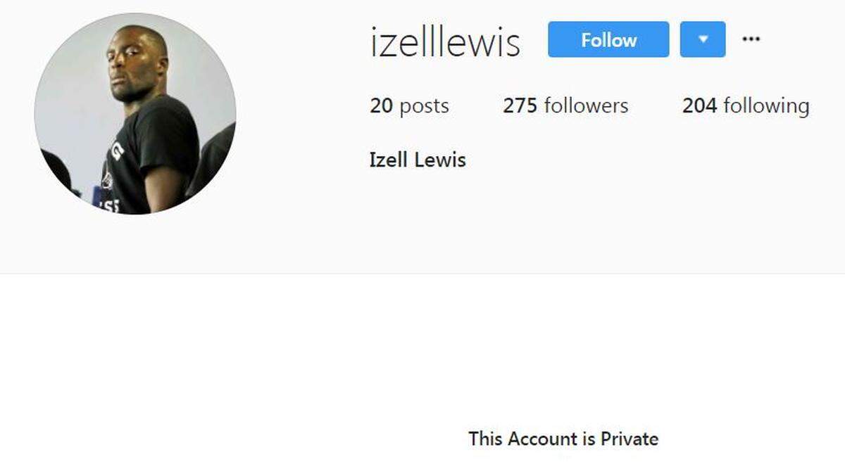 A screenshot of Izell Lewis's Instagram account.