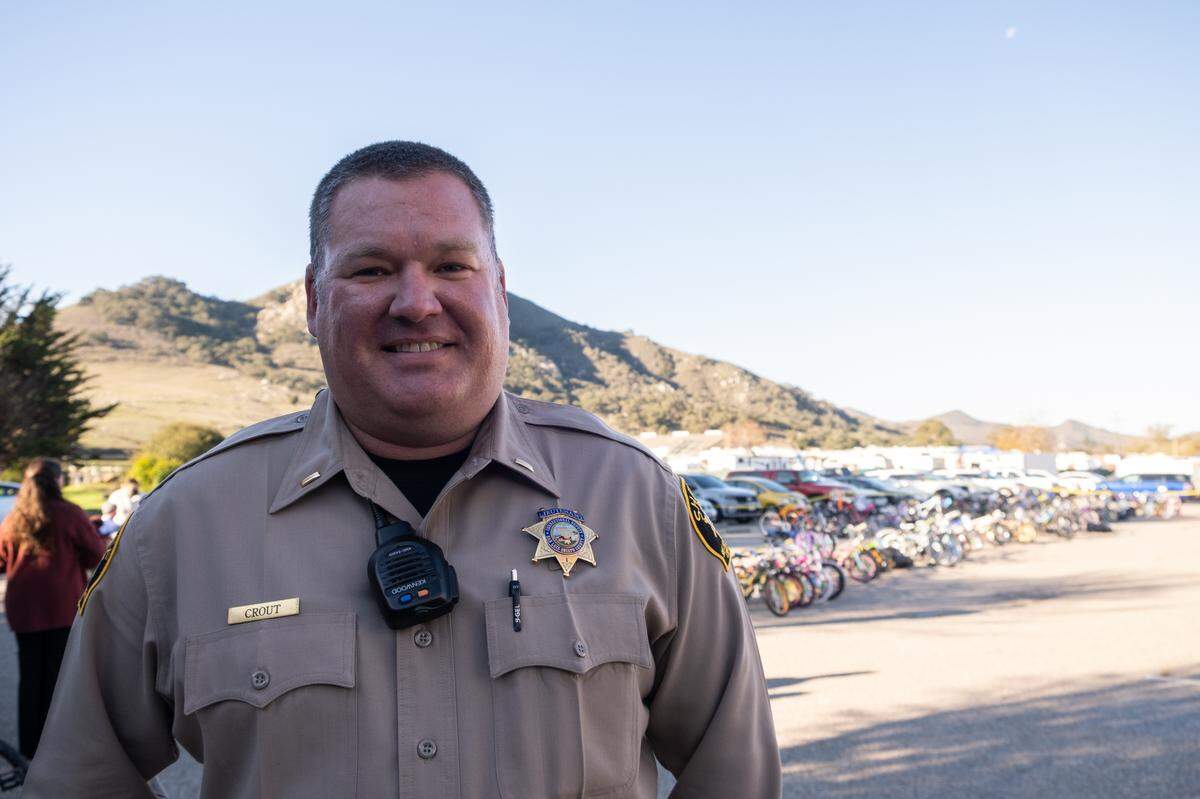 San Luis Obispo Sheriff’s Office Correctional Lieutenant Robert Crout at the San Luis Obispo County Sheriff’s bicycle giveaway on Dec. 13, 2022.
