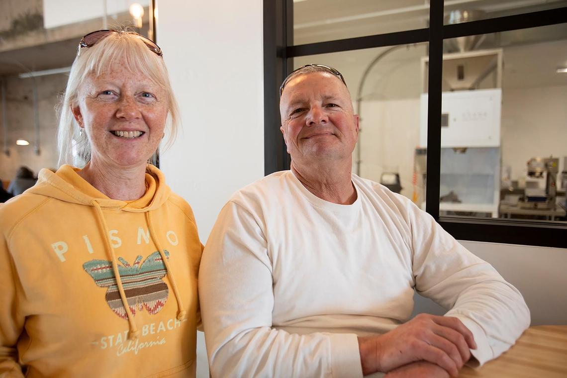 First-time customers Ken and Jenny Kass of San Luis Obispo said their first visit to Scout Coffee’s new Morro Bay location “exceeded their expectations. The new shop opened Tuesday, Feb. 21, 2024, in Morro Bay, following 18 months of converting the former Bank of America building.
