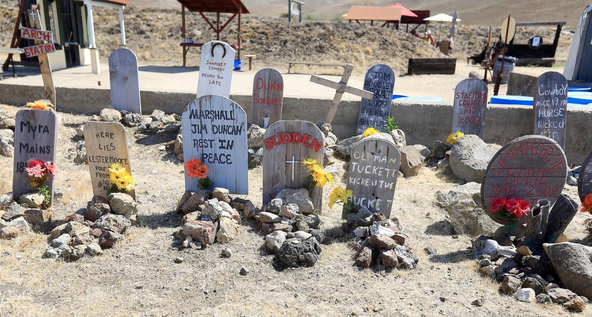A “gravesite” of shooters gone by adds a little humor to the property during the 25th annual Chorro Valley Shootout, taking place this week at the Chorro Valley Regulators range on Hwy. 1.