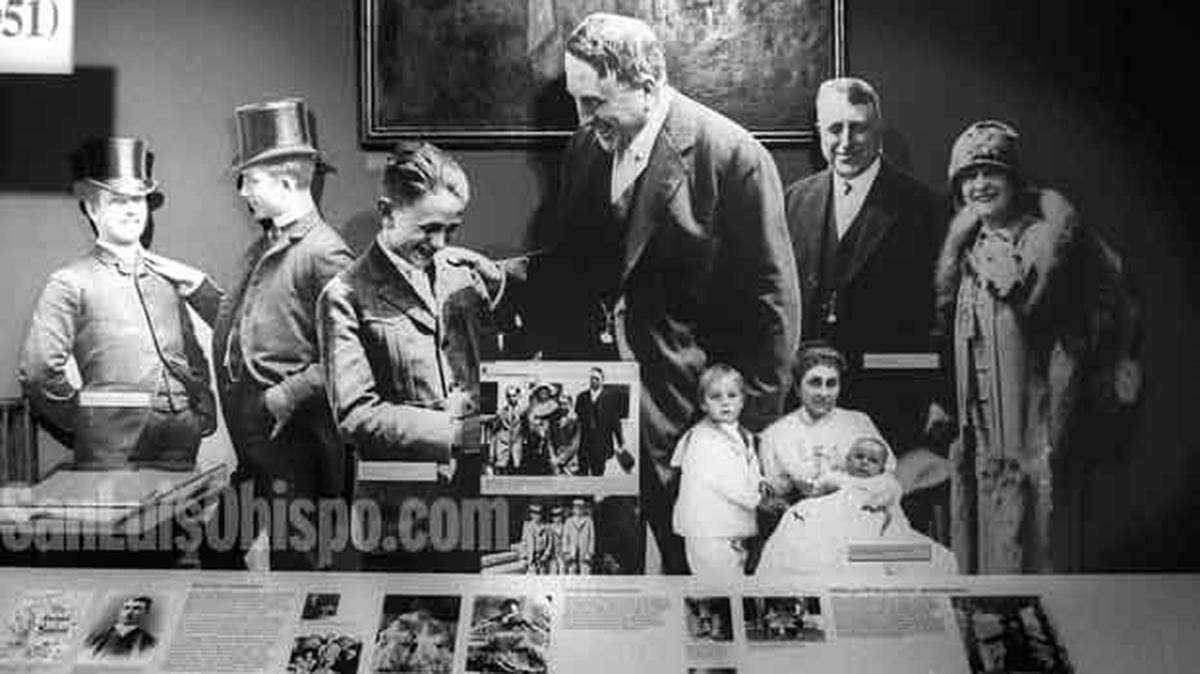 Sergeant Pepper-like cutouts of William Randolph Hearst greet visitors at the entrance to the new (in 1988) exhibit at the Hearst Castle Visitor Center.