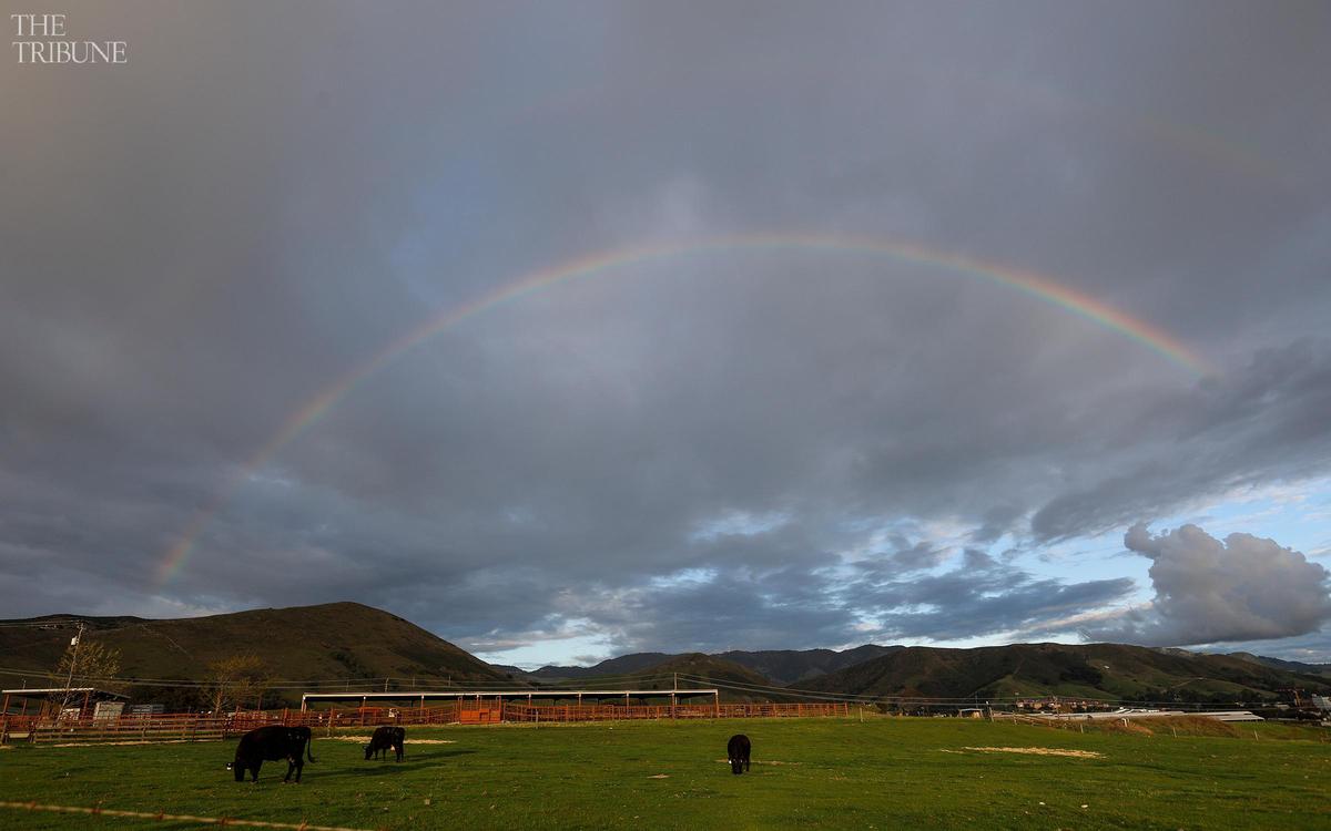 A rainbow over Cal Poly in San Luis Obispo.
