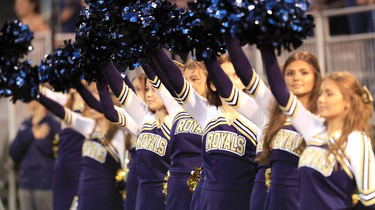 Mission Prep cheerleaders lend their support at a game against St. Francis on Sept. 10, 2021.