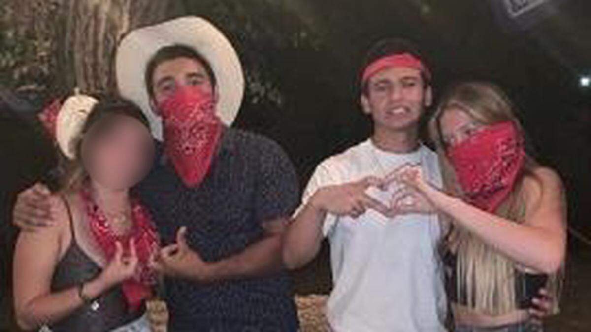 An Instagram photo shows Cal Poly students dressed in bandannas and making hand signs in an Instagram post that appears to mock undocumented immigrants. User names and the face of a minor girl have been blurred.