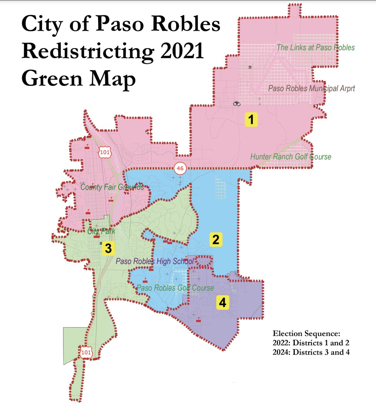 Map of Paso Robles City Council districts