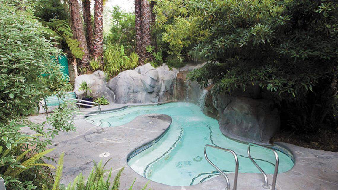 The Oasis Waterfall Lagoon at Sycamore Mineral Springs Resort & Spa in Avila Beach.