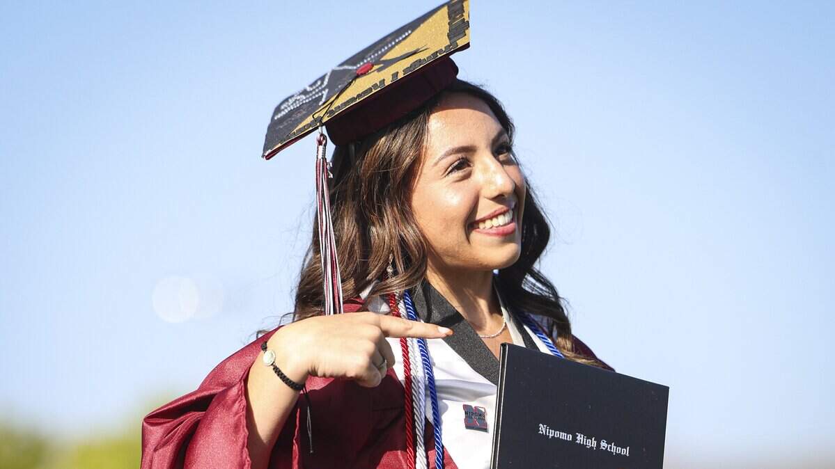 Addisyn Tejada, ASB president shows off her diploma. Nipomo High School issued diplomas to 198 graduates on June 5, 2026.