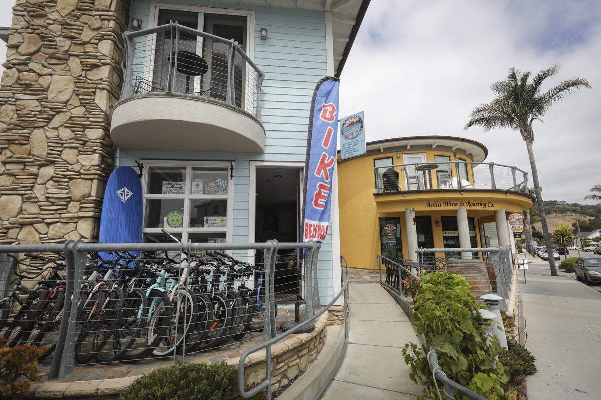 Avila Beach businesses Like Avila Beach Bike are bracing for revenue losses as one of the town's two highway exits is expected to close for over a month beginning Aug. 18 to build a roundabout, seen here on Aug. 15, 2025.