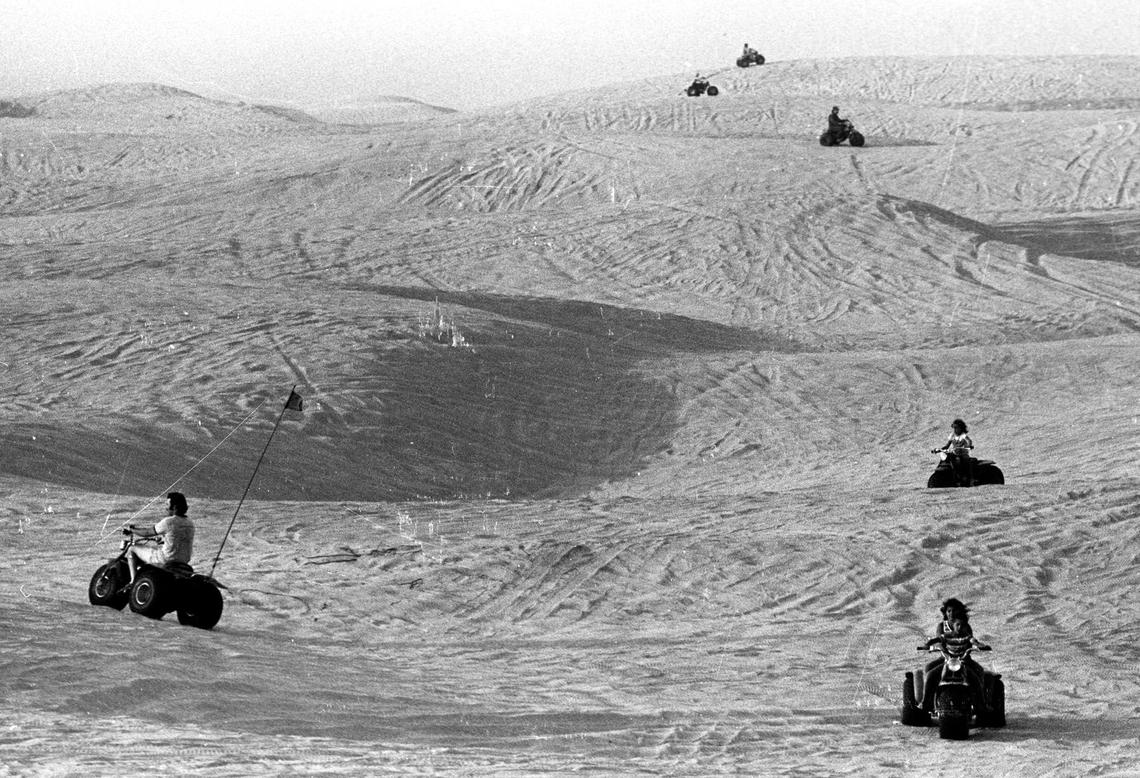 Sales of the three wheel All Terrain Cycles were banned in 1988 due to the high incidence of injuries to children. Now called Oceano Dunes SRVA, the Pismo Dunes State Park was busy July 4, 1981.