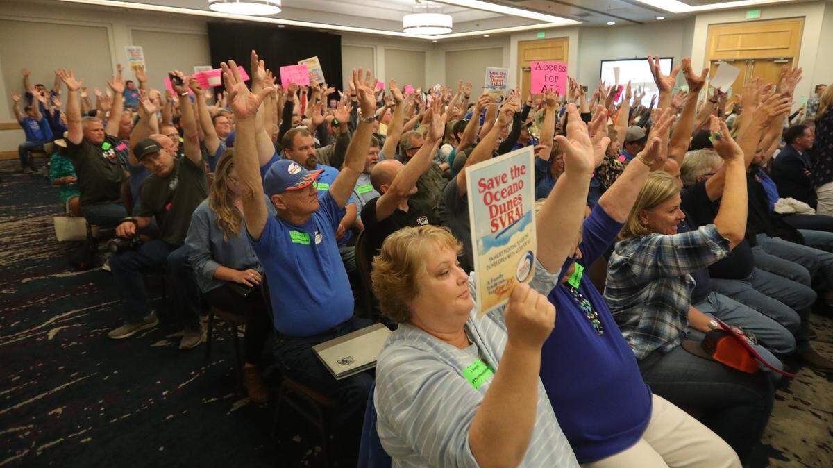In-person gatherings, like this 2019 meeting of the California Commission in Oceano, give the public an opportunity to come face-to-face with decision makers to voice their concerns on important issues.