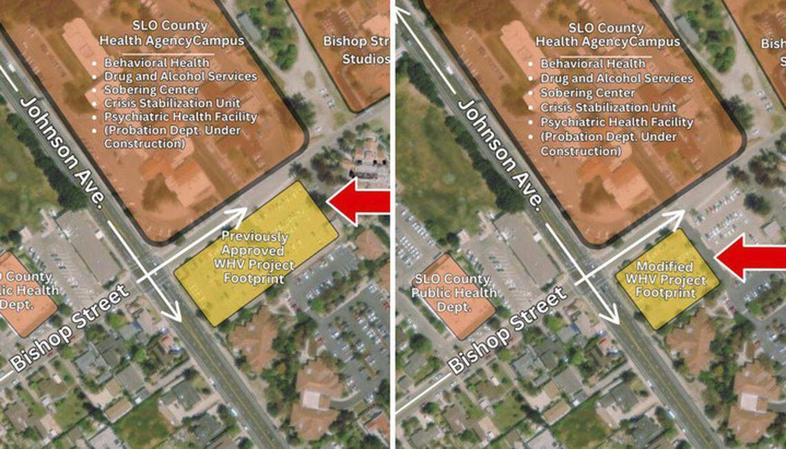 The Welcome Home Village cabin project intended to provide a first step for homeless individuals from encampments to housing was reduced in size from a total of 80 cabins to 54 less than a year after being approved by the San Luis Obispo County Board of Supervisors. It will be located in the Bishop Medical Center parking lot at the corner of Johnson Avenue and Bishop Street in San Luis Obispo.