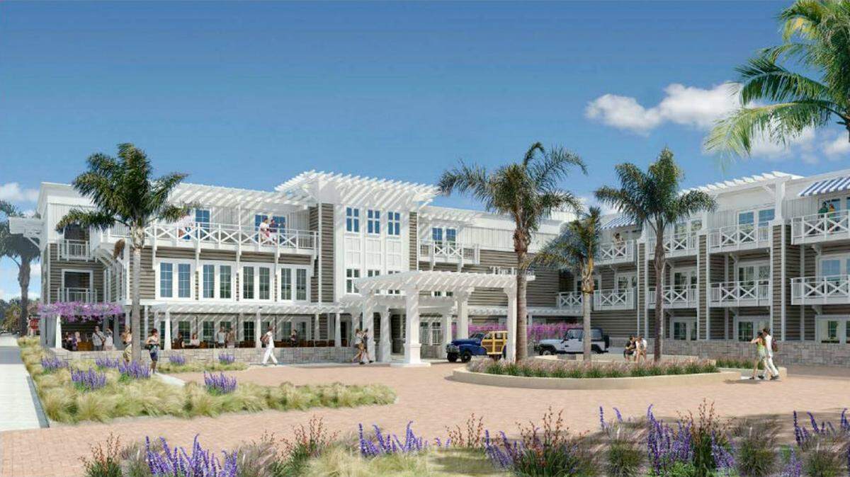 A new hotel, the Inn at the Pier, is proposed for 601 Cypress St. in downtown Pismo Beach. Here's a view of the hotel from the entrance on Cypress Street.