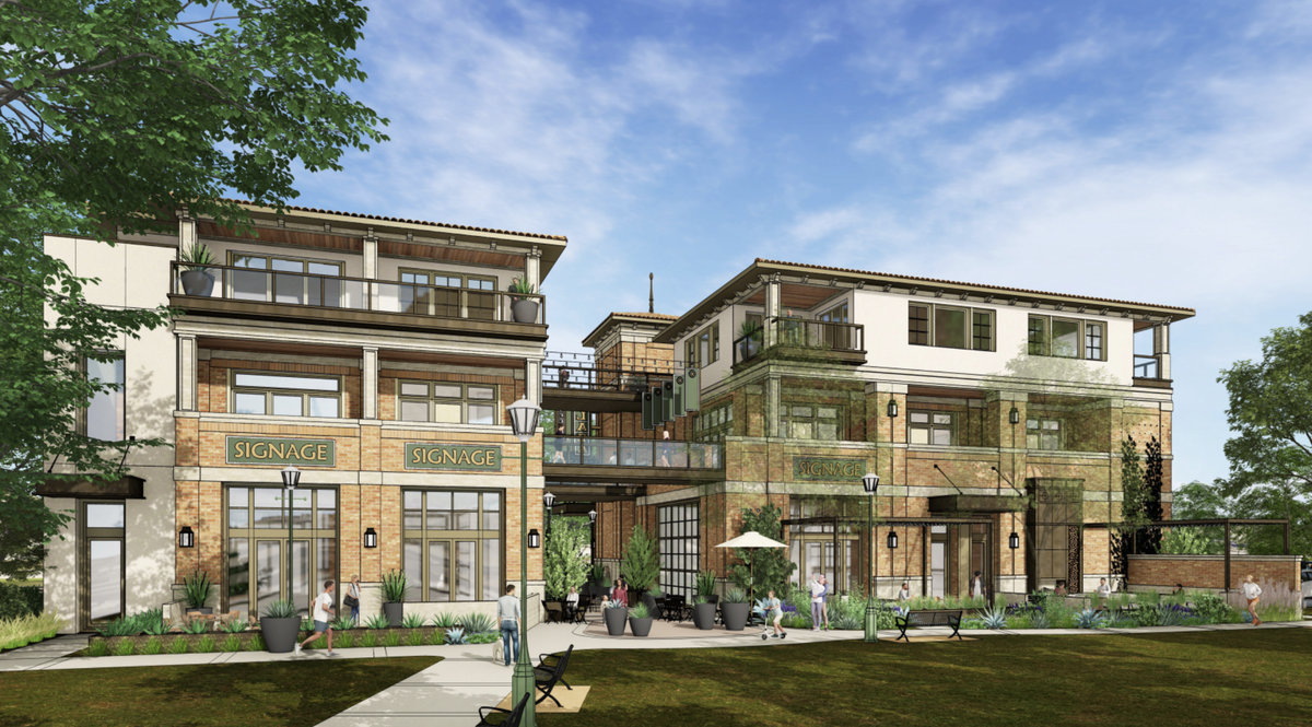 Located at 5901 East Mall, the Centennial Plaza Properties project will bring three stories of restaurant, retail and residential spaces to the currently under-used outdoor space that links Sunken Gardens and Colony Square in Atascadero. An architectural rendering shows the design for the multi-use building.