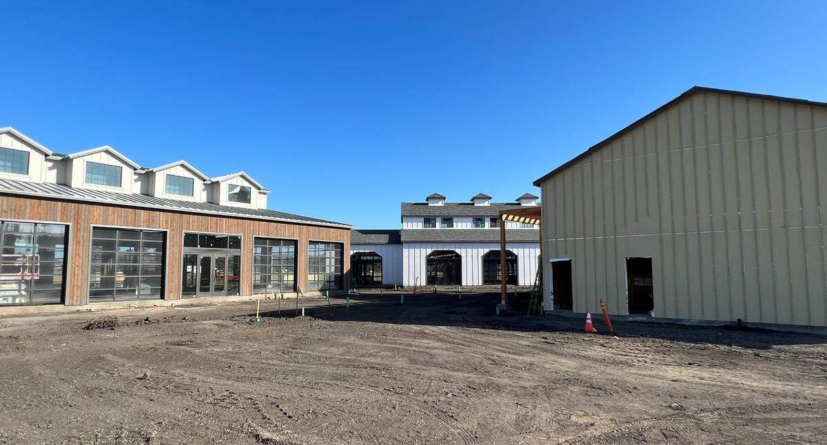 Construction is proceeding at the SLO Ranch Farms and Marketplace at the San Luis Ranch housing development in San Luis Obispo. It will feature an ice cream shop, a brewery, a coffeehouse and other tenants and is set for a 2024 opening.