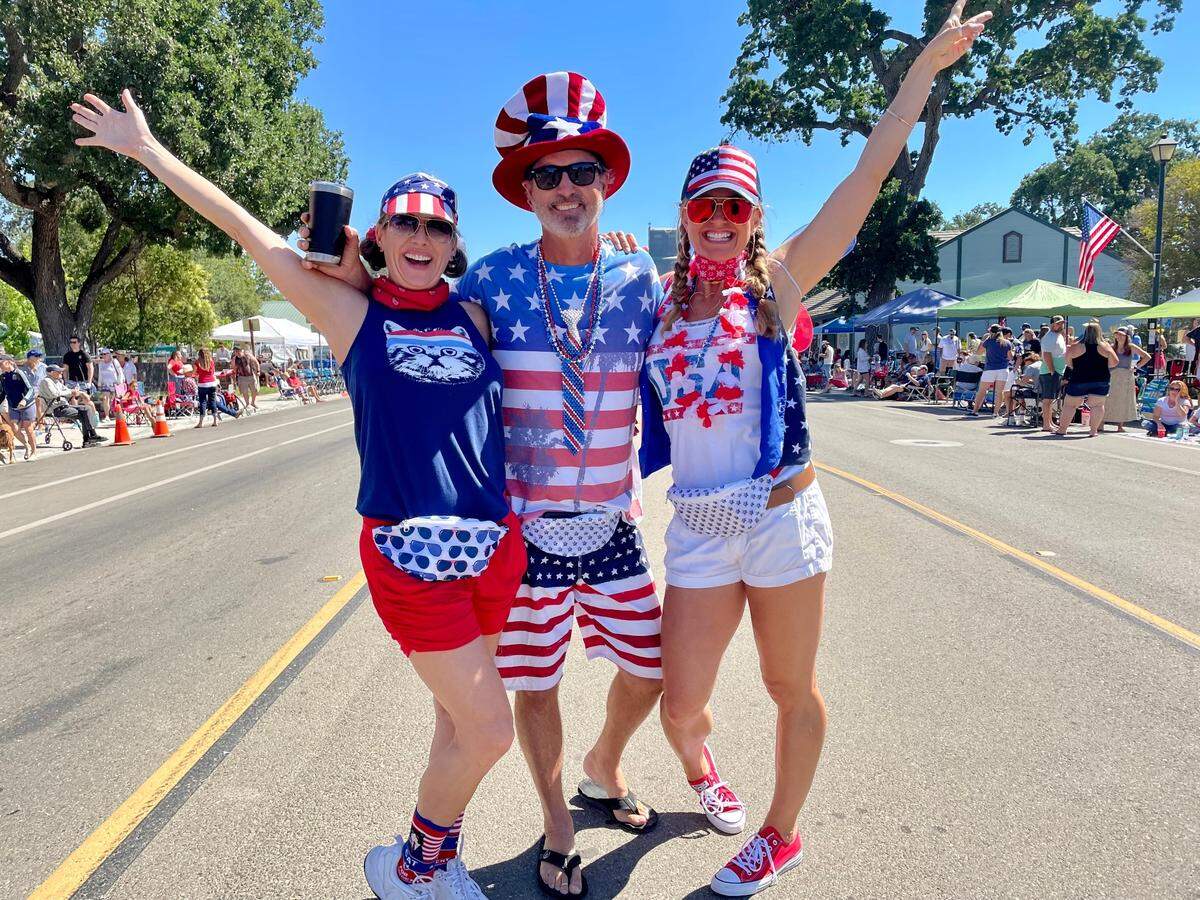 Decked out in red, white and blue, Sarah Tomasetti, Katie Hayword and Tyson Hayword celebrated Fourth of July at a Templeton parade sponsored by the community’s Rotary Club.
