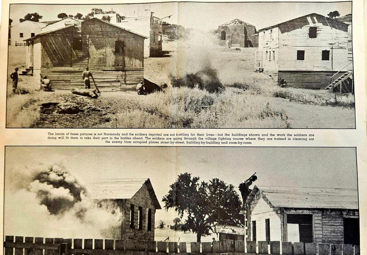 Urban combat training photos from Camp Roberts during World War II.