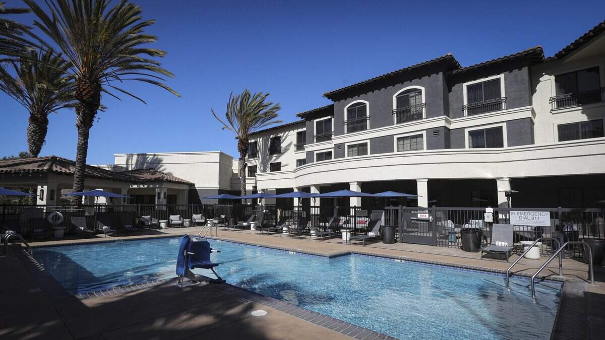 A large pool is at the center of the Courtyard by Marriott San Luis Obispo. They unveiled completion of a renovation on April 22, 2026.