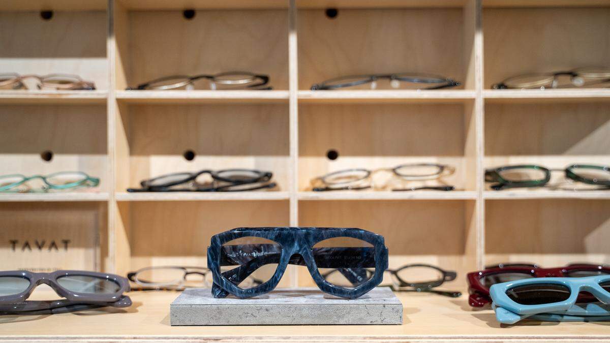 Pairs of glasses on display at Specs by Kyla on Tuesday, April 14, 2026.