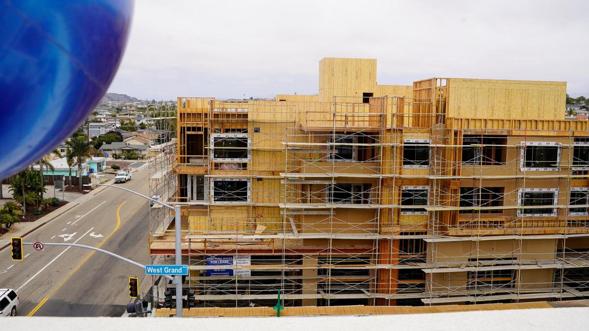 Developer Coastal Community Builders completed work on the Palladium housing development in downtown Grover Beach in early June, pictured Saturday, June 7, 2025. The development includes 37 condominium units priced between $400,000 and $500,000, and features a rooftop deck and barbecue spot.