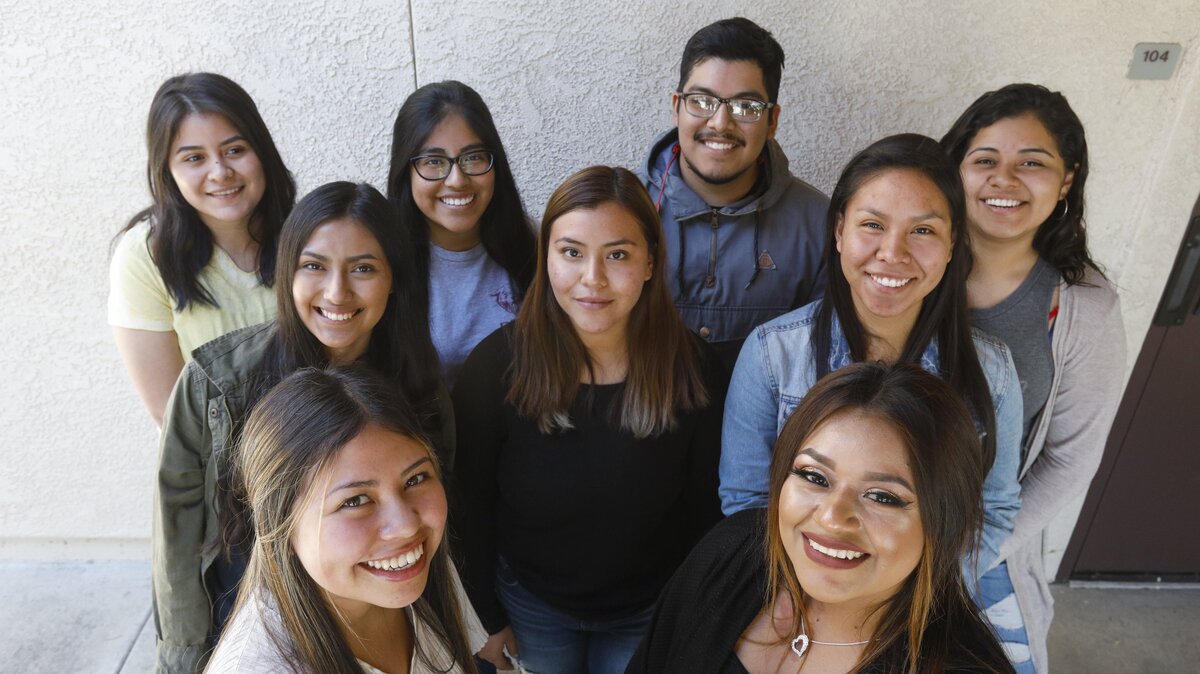 Paso Robles High School students, from left front: Alejandra Nunez, 18, Olga Lopez, 18, middle row: Ana Mendoza, 17, Diana Gonzalez, 18, Beatriz Lopez, 17, back row Fatima Campoverde, 18, Dianzu Carillo, 18, Victor Jimenez, 17, Itzel Lopez Jaimes, 17.