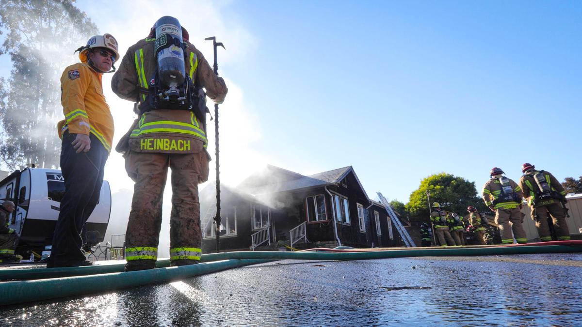 Cal Fire and nearby agencies battled a housefire on the Nipomo Mesa.