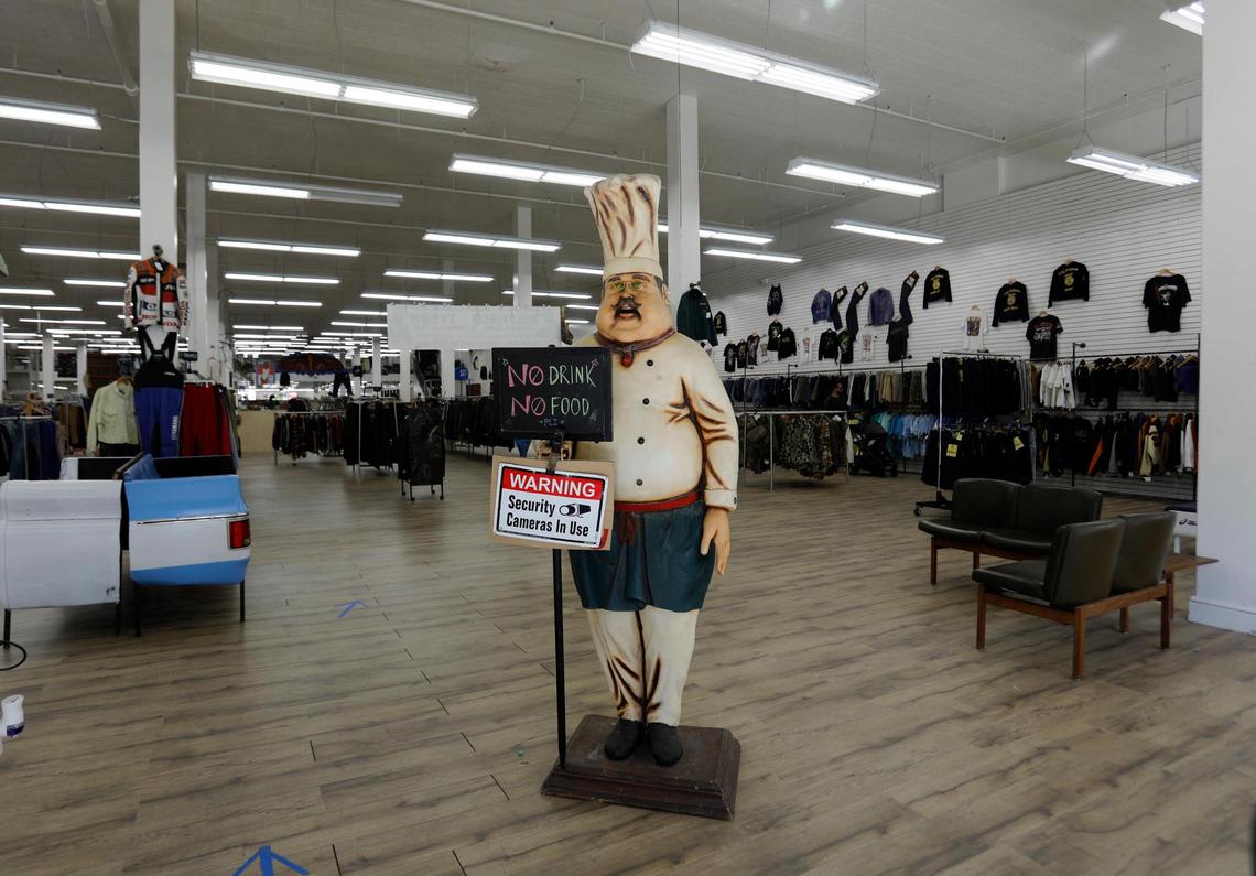 Racks of vintage clothing in hang neatly at Thrifty Beaches on Higuera Street in San Luis Obispo. Vintage shops in downtown SLO buy and sell high-quality secondhand