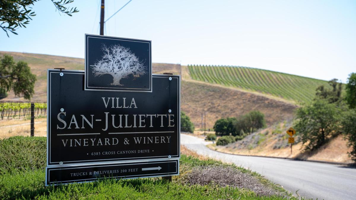 Villa San-Juliette, a 160-acre vineyard and estate in Paso Robles owned by “American Idol” producers Nigel Lythgoe and Ken Warwick will go to auction Saturday, May 17, 2025, pictured Friday, May 2, 2025.