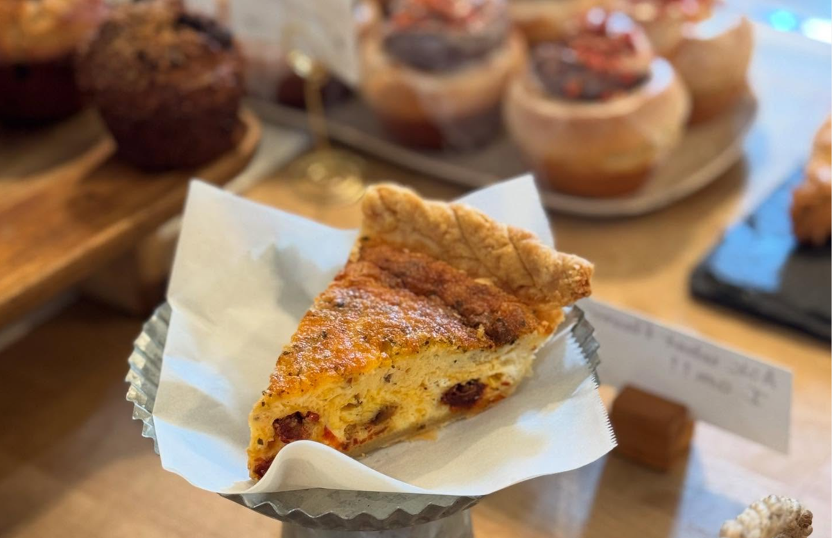 A sun-dried tomato and basil quiche by the slice is sold at Proof & Gather’s downtown SLO location.