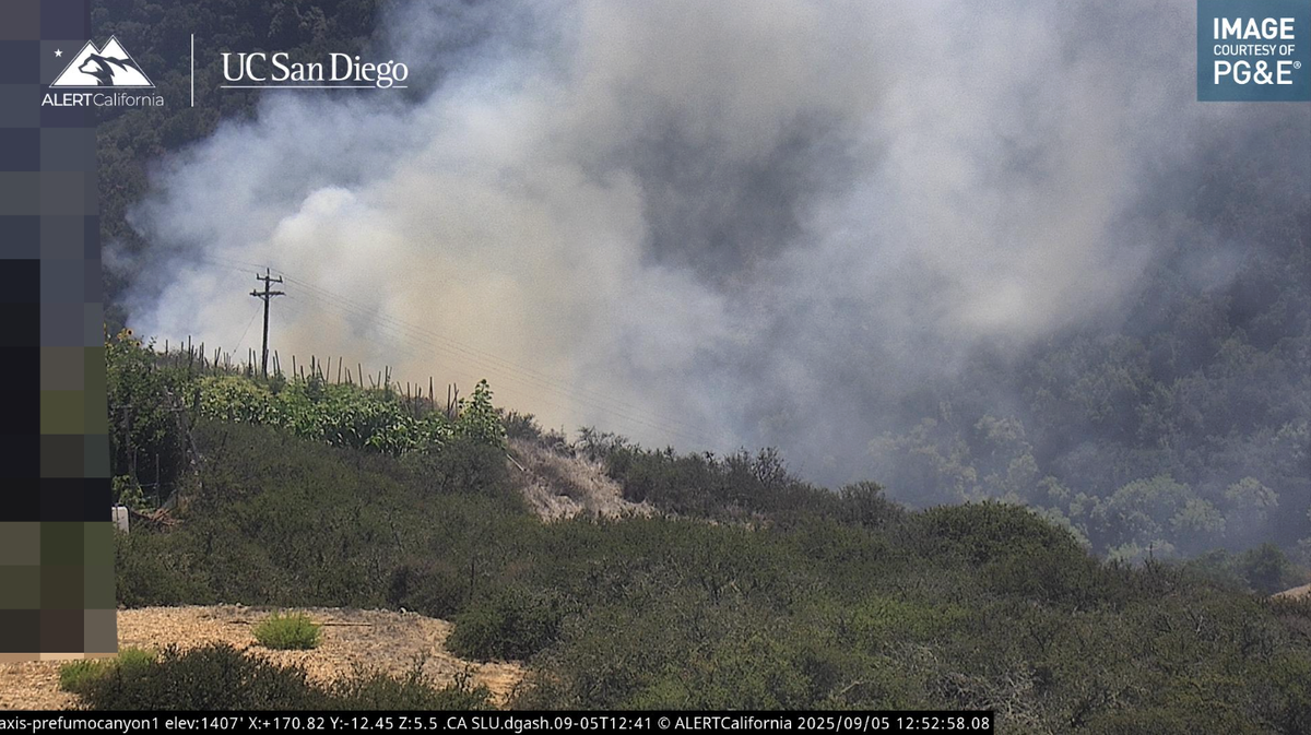 A fire burns in See Canyon on Sept. 5, 2025.