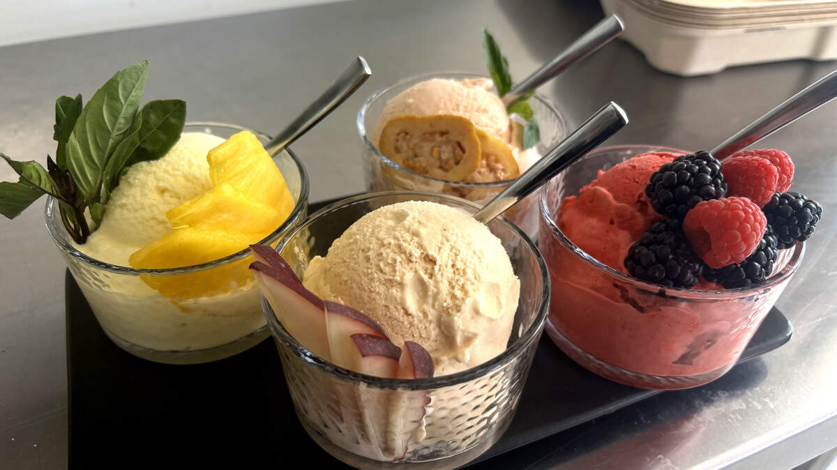 Melo Mela Kitchen serves non-dairy alcoholic ice cream infused with Bianchi wines, seen here on June 25, 2026.
