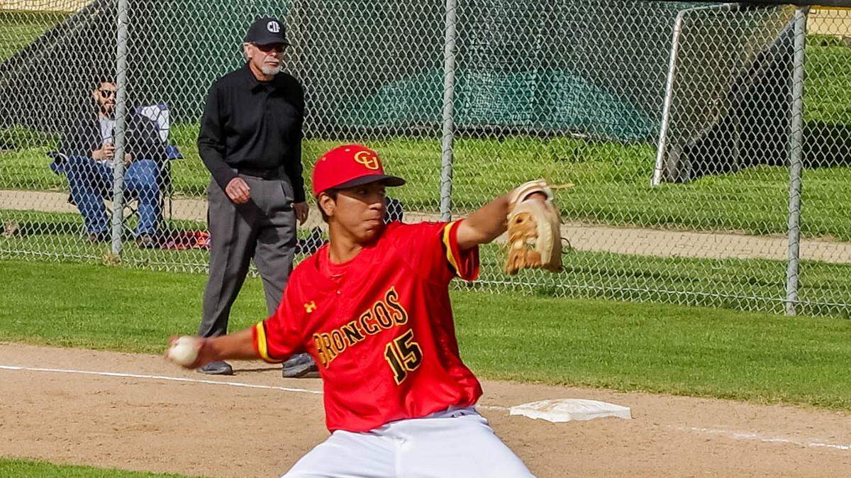 Coast Union High School sophomore Jovan Merlos had a single and pitched the seventh inning of the Broncos’ 4-1 playoff defeat at the hands of the Pacifica Christian High School Orange County Tritons on Thursday, May 4, 2023.