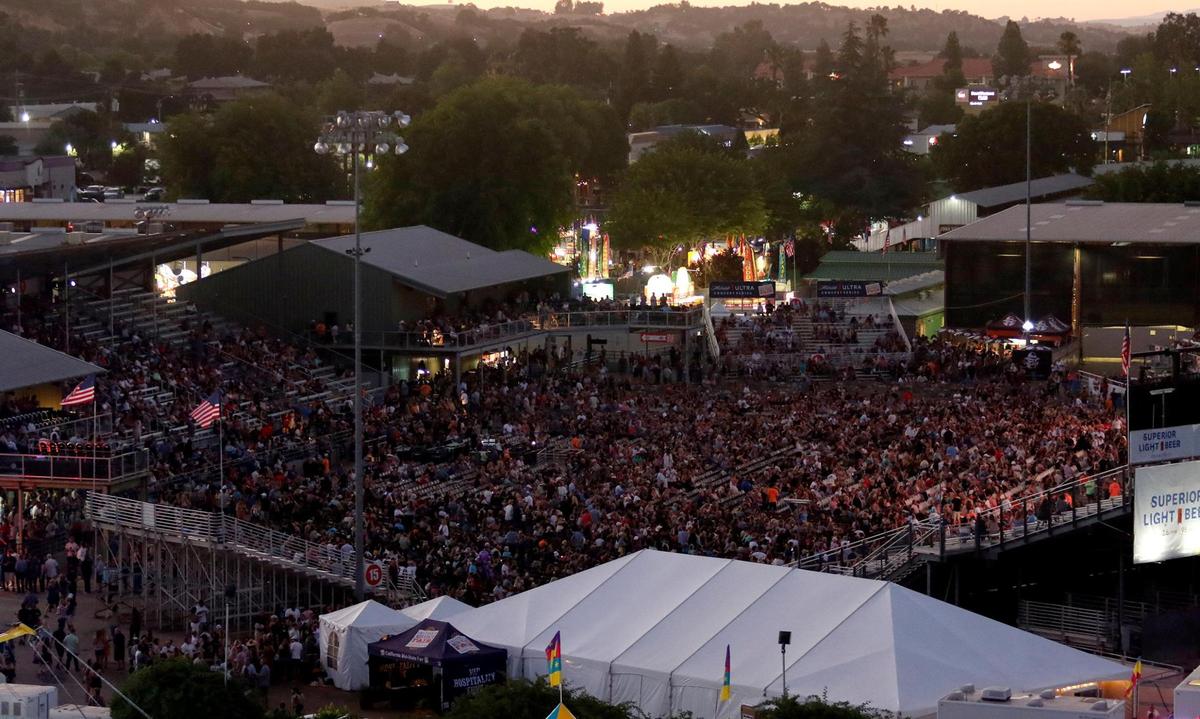 The concert crowd for Journey as seen from the Yellow Giant Wheel ride.
