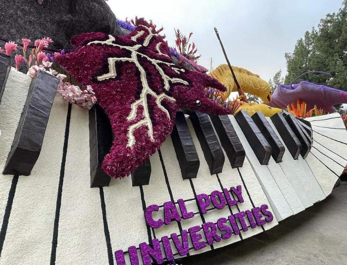 Cal Poly’s float won the Crown City Innovator award on Monday at the 135th annual Rose Parade in Pasadena, for its “rockin’ swim party” theme featuring sea creatures playing instruments.