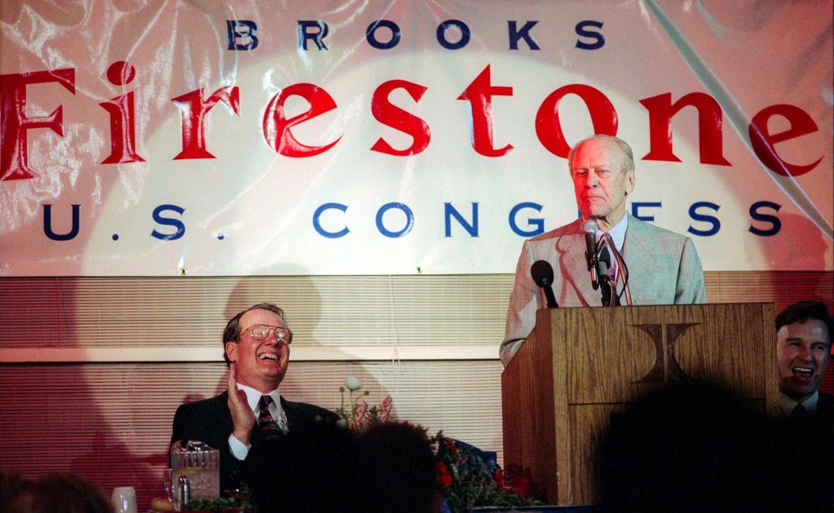 Former U.S. President Gerald Ford came to Santa Maria Dec. 1, 1997 to endorse Brooks Firestone in a congressional special election. He spoke to a lunch at the Santa Maria Hilton.