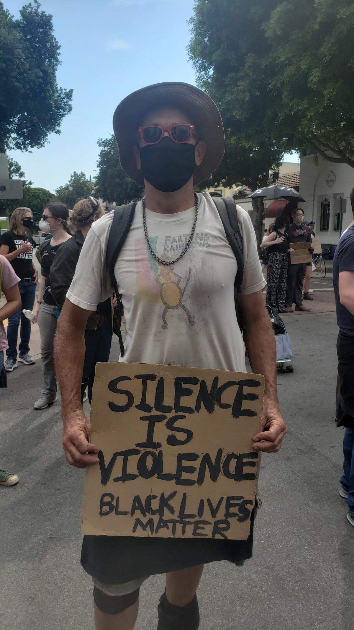 Mike Palmer at a Black Lives Matter protest march in San Luis Obispo on June 3, 2020.