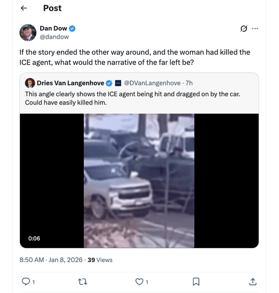 San Luis Obispo County District Attorney Dan Dow shared a post on X and commented on the killing of Renee Nicole Good by an ICE agent in Minneapolis on Jan. 7, 2026.